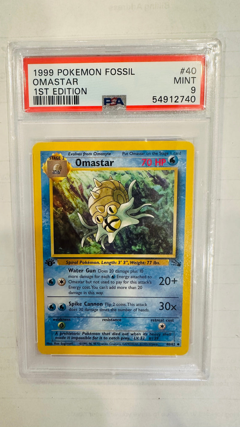 OMASTAR 1ST EDITION 1999 POKEMON FOSSIL PSA 9