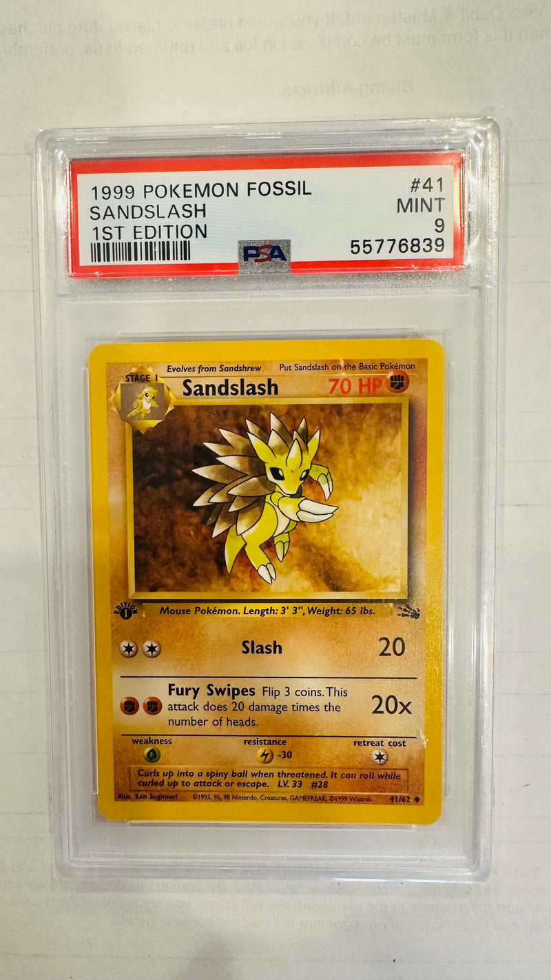 SANDSLASH 1ST EDITION 1999 POKEMON FOSSIL PSA 9