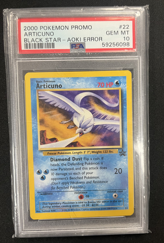 PSA 10 - ARTICUNO BLACK STAR-AOKI ERROR 2000 POKEMON PROMO BLACK STAR