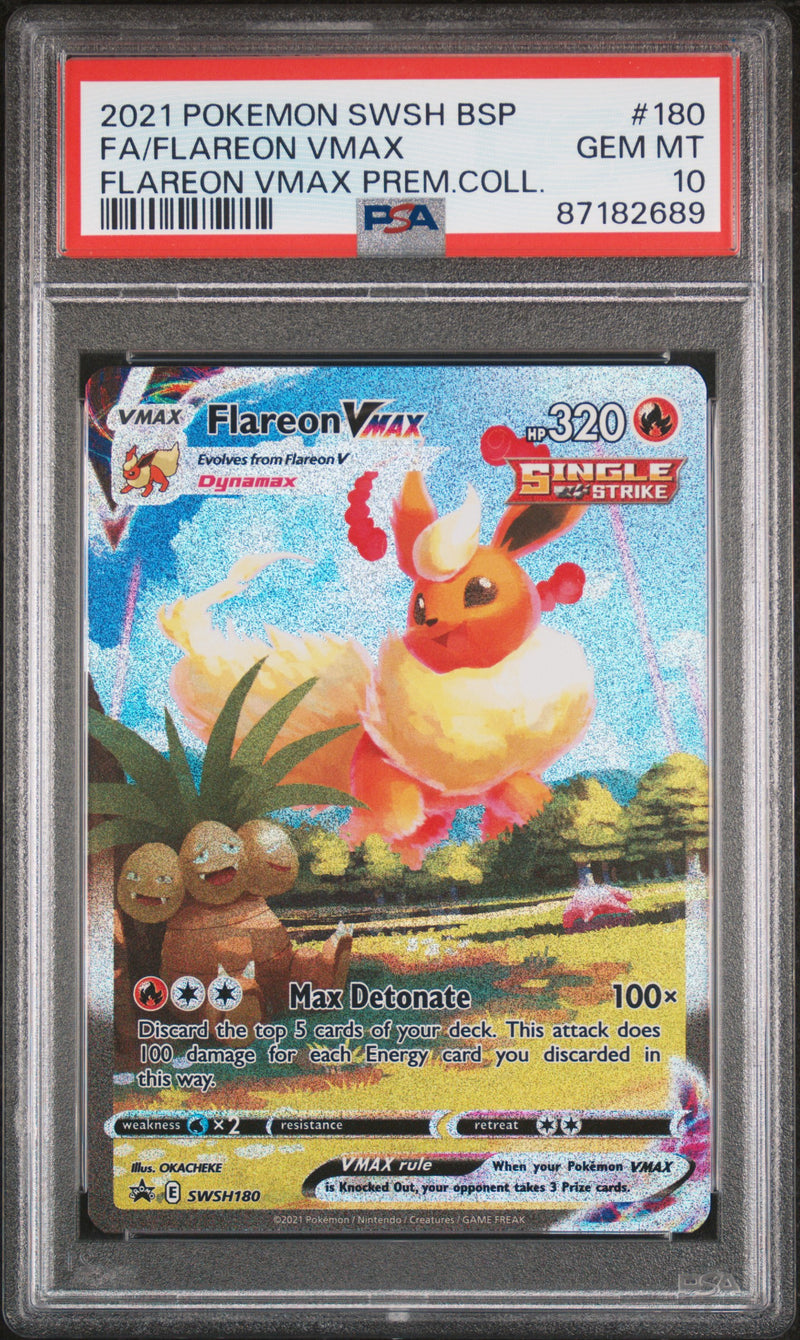PSA 10 - FA/FLAREON VMAX FLAREON VMAX PREM.COLL. 2021 POKEMON SWSH BLACK STAR PROMO