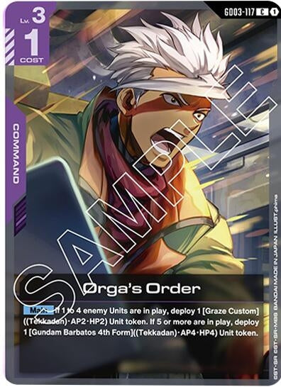 Image for Orga's Order (GD03-117) (Steel Requiem) - Gundam Card Game