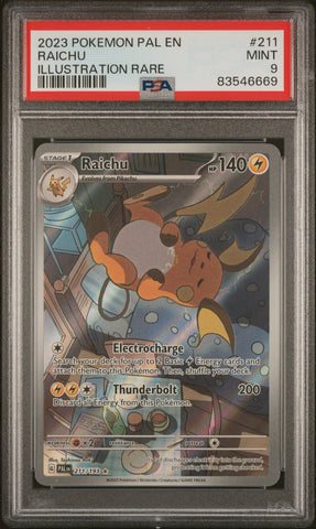 PSA 9 2023 POKEMON PAL EN-PALDEA EVOLVED #211 RAICHU ILLUSTRATION RARE