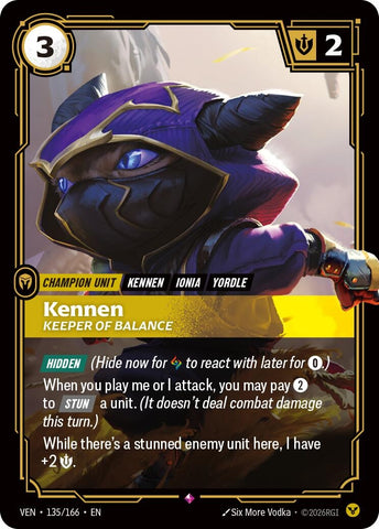 Image for Kennen, Keeper of Balance (135/166) (Vendetta) (VEN) - Riftbound: League of Legends Trading Card Game