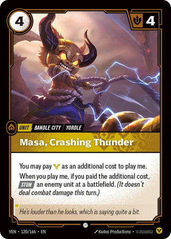 Image for Masa, Crashing Thunder (120/166) (Vendetta) (VEN) - Riftbound: League of Legends Trading Card Game