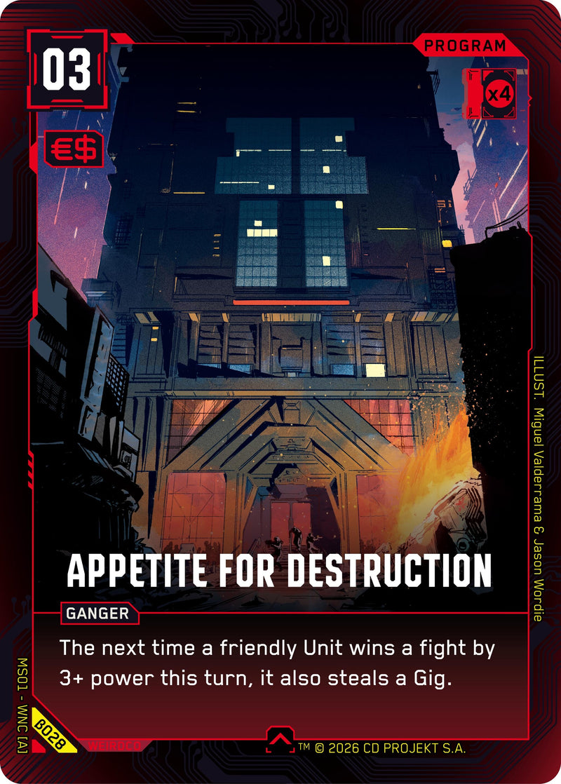 Image for Appetite for Destruction (B028) (Welcome to Night City - Beta) - Cyberpunk TCG