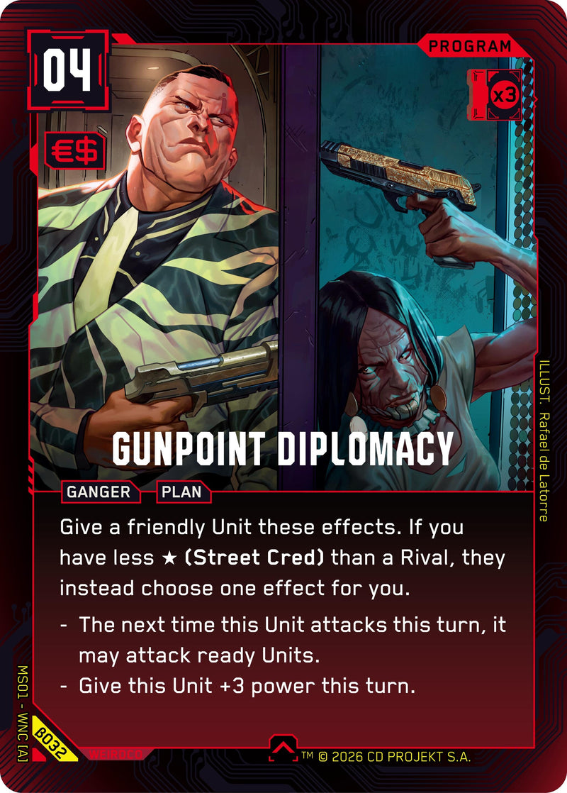 Image for Gunpoint Diplomacy (B032) (Welcome to Night City - Beta) - Cyberpunk TCG
