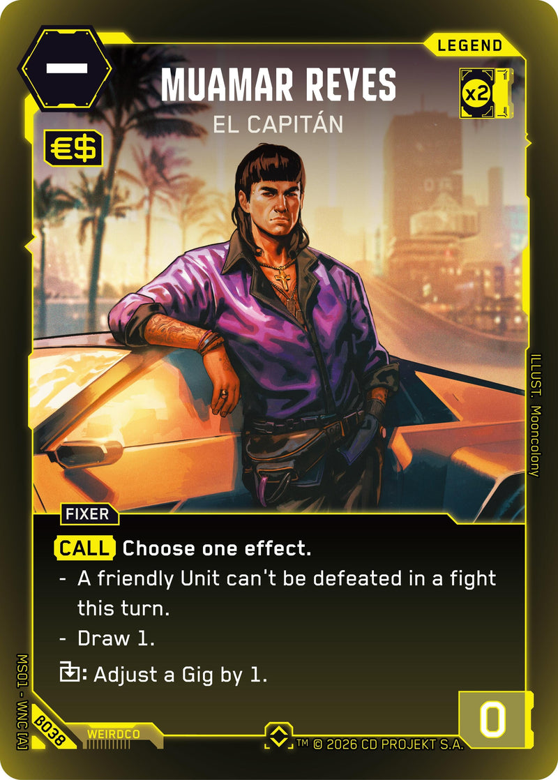 Image for Muamar Reyes - El Capitan (Rare) (B038) (Welcome to Night City - Beta) - Cyberpunk TCG
