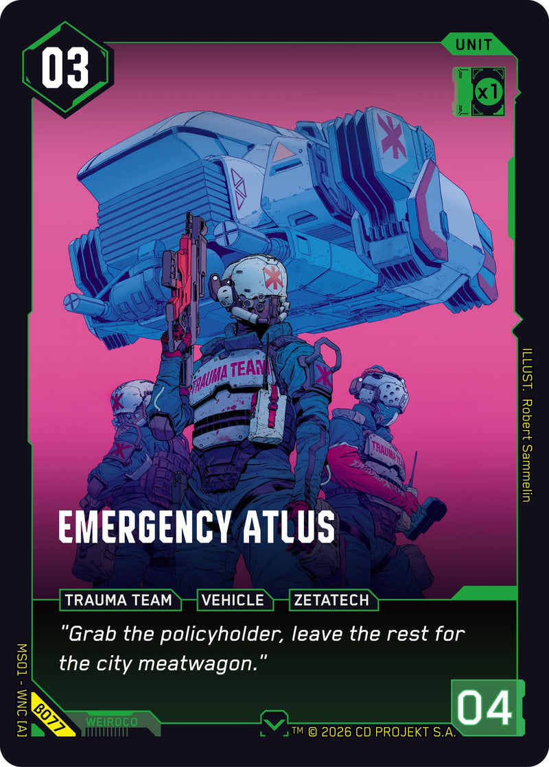 Image for Emergency Atlus (B077) (Welcome to Night City - Beta) - Cyberpunk TCG