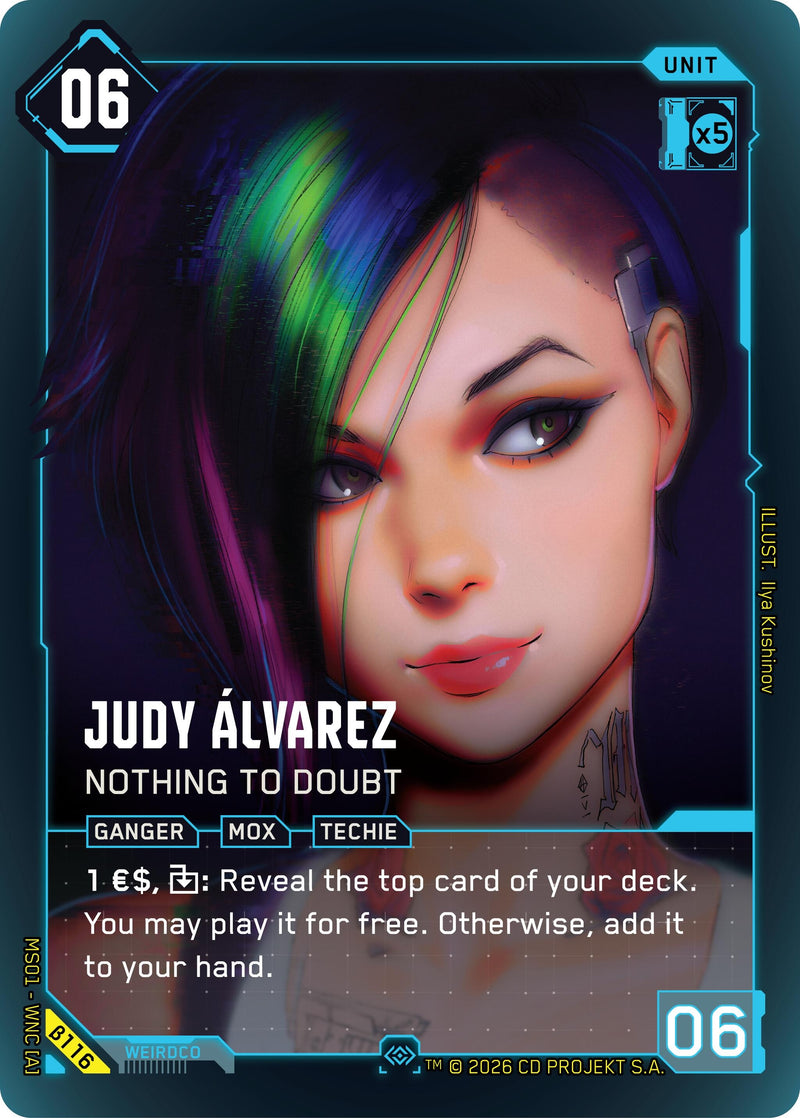 Image for Judy Alvarez - Nothing to Doubt (Secret) (B116) (Welcome to Night City - Beta) - Cyberpunk TCG