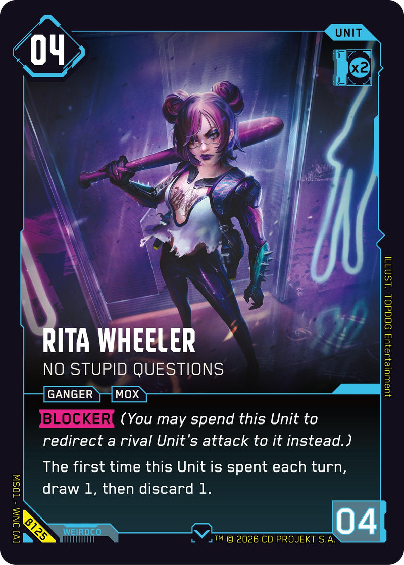 Image for Rita Wheeler - No Stupid Questions (B125) (Welcome to Night City - Beta) - Cyberpunk TCG