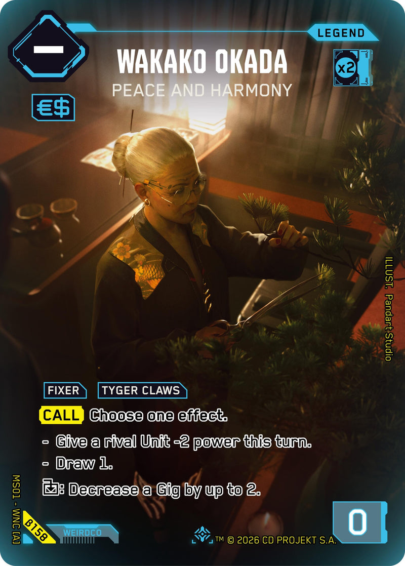 Image for Wakako Okada - Peace and Harmony (ILegend) (B158) (Welcome to Night City - Beta) - Cyberpunk TCG