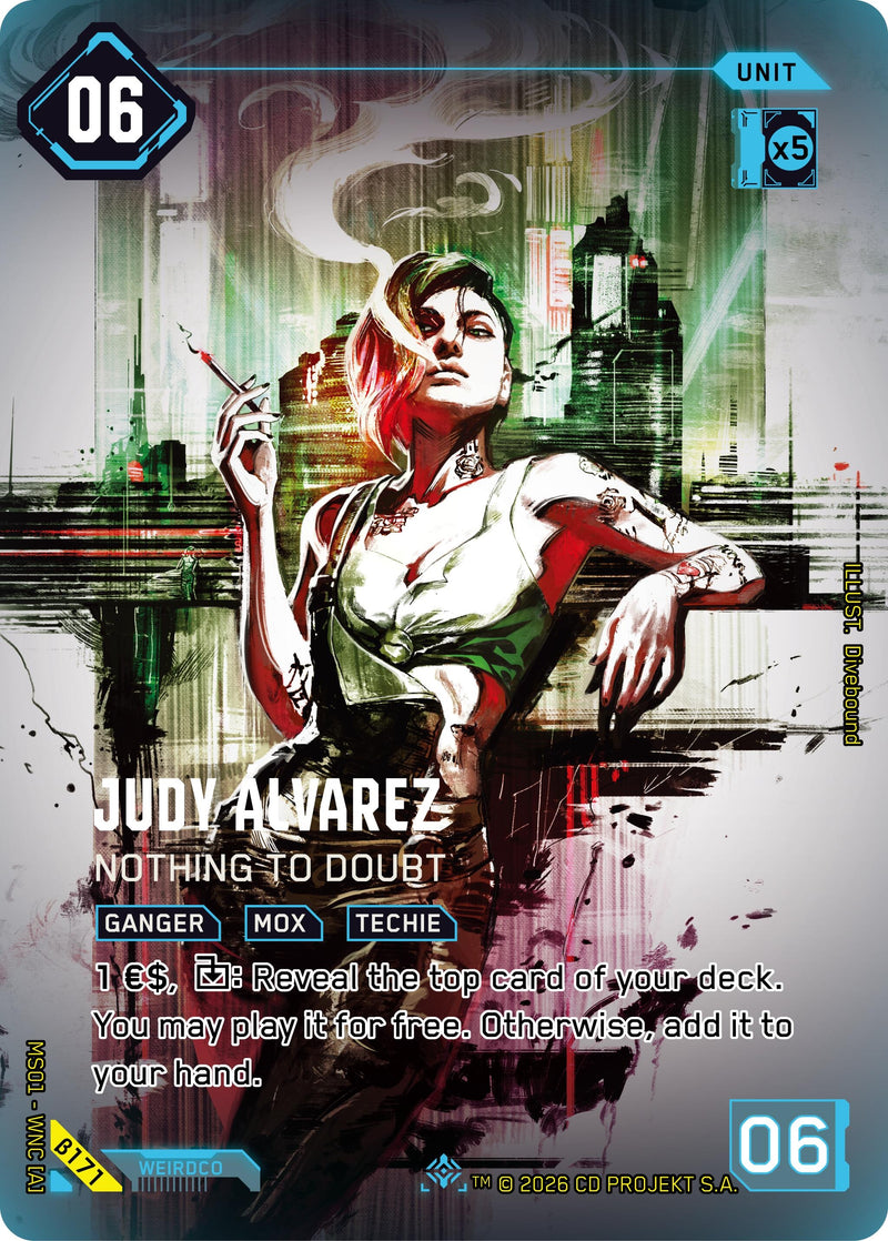 Image for Judy Alvarez - Nothing to Doubt (ISecret) (B171) (Welcome to Night City - Beta) - Cyberpunk TCG