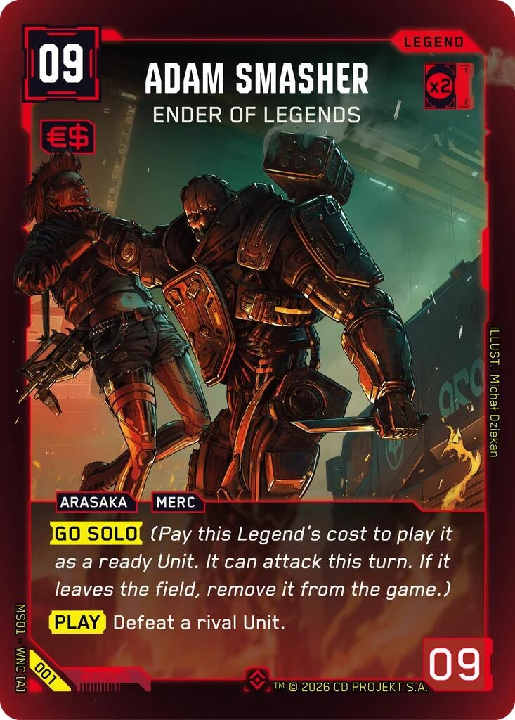 Image for Adam Smasher - Ender of Legends (Epic) (001) (Welcome to Night City - Retail) - Cyberpunk TCG