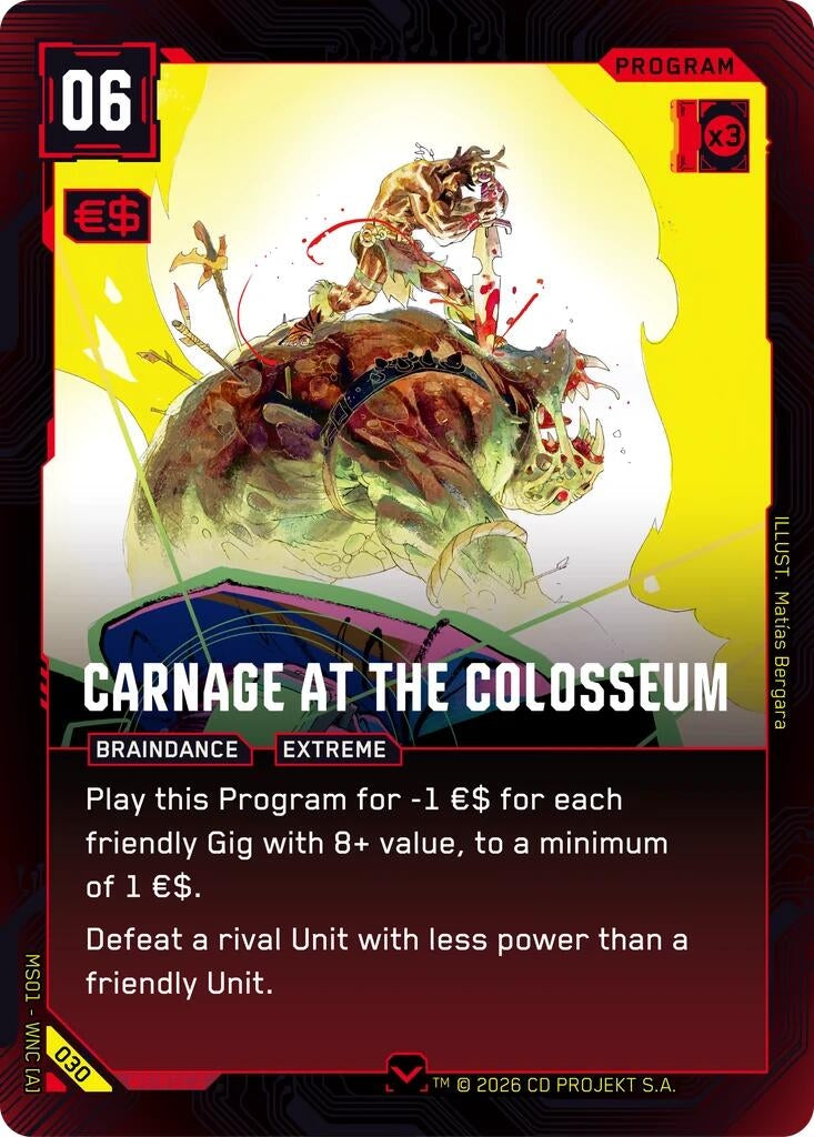 Image for Carnage at the Colosseum (030) (Welcome to Night City - Retail) - Cyberpunk TCG