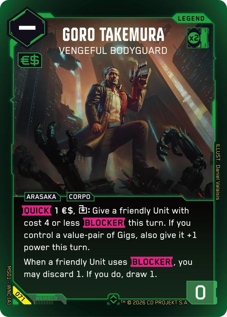 Image for Goro Takemura - Vengeful Bodyguard (Rare) (071) (Welcome to Night City - Retail) - Cyberpunk TCG