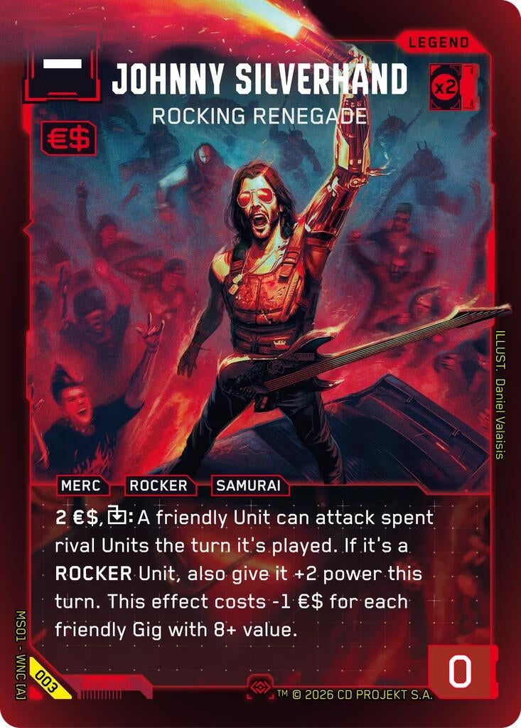 Image for Johnny Silverhand - Rocking Renegade (Secret) (003) (Welcome to Night City - Retail) - Cyberpunk TCG