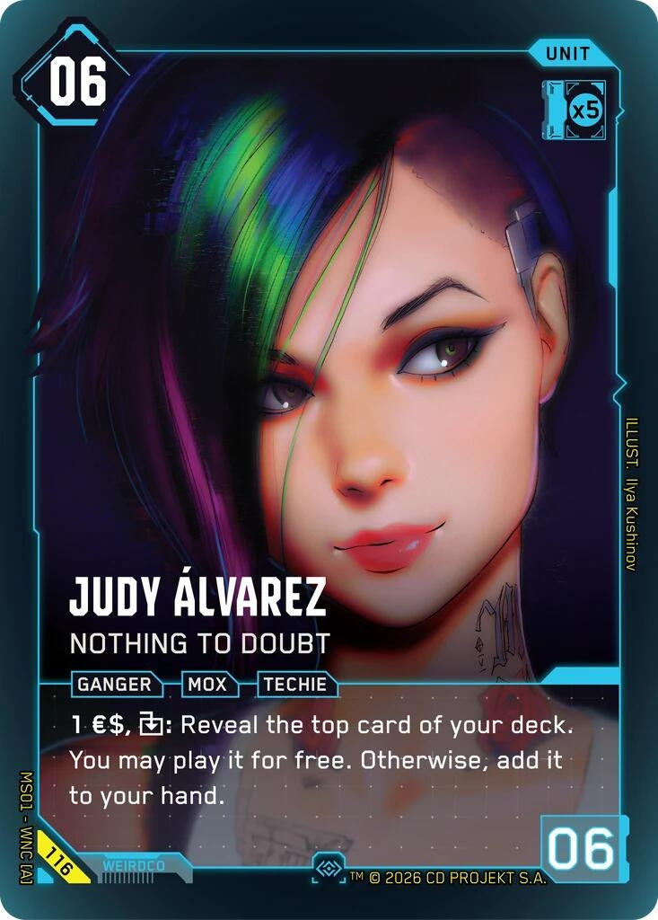 Image for Judy Alvarez - Nothing to Doubt (Secret) (116) (Welcome to Night City - Retail) - Cyberpunk TCG
