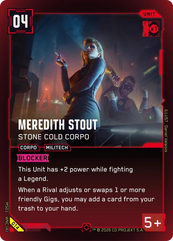 Image for Meredith Stout - Stone Cold Corpo (014) (Welcome to Night City - Retail) - Cyberpunk TCG
