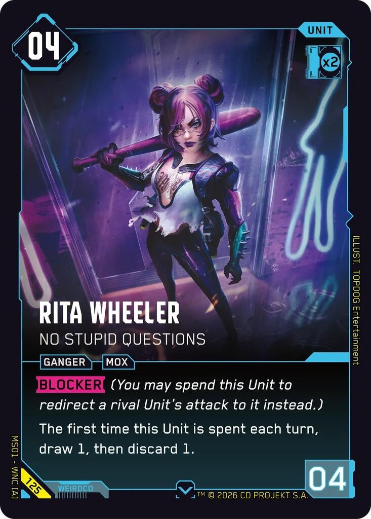 Image for Rita Wheeler - No Stupid Questions (125) (Welcome to Night City - Retail) - Cyberpunk TCG