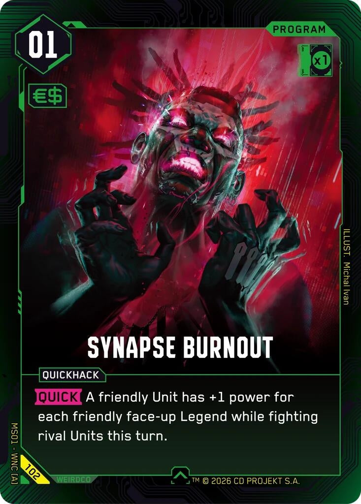 Image for Synapse Burnout (102) (Welcome to Night City - Retail) - Cyberpunk TCG