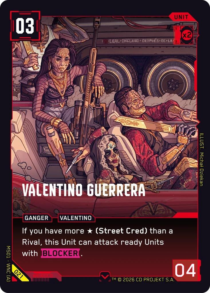 Image for Valentino Guerrera (021) (Welcome to Night City - Retail) - Cyberpunk TCG