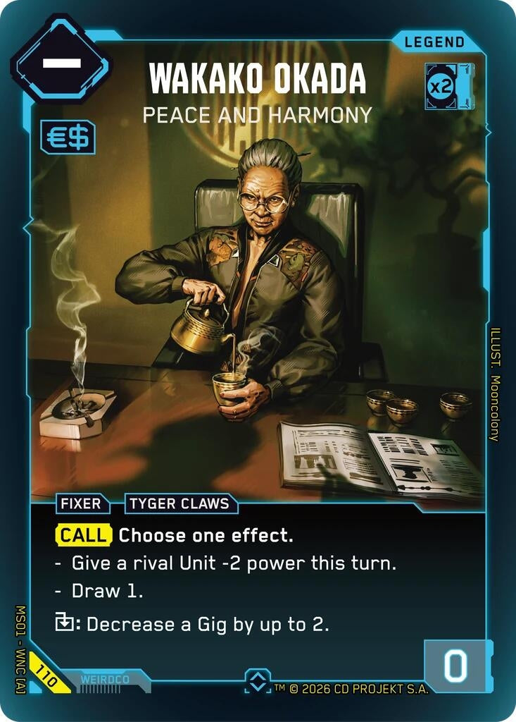 Image for Wakako Okada - Peace and Harmony (Rare) (110) (Welcome to Night City - Retail) - Cyberpunk TCG