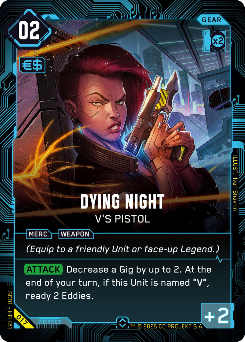 Image for Dying Night - V's Pistol (017) (The Heist - Retail Starter Deck) - Cyberpunk TCG