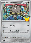 Image for Galarian Meowth (101/128) (ME: 30th Celebration) (30C) - Pokemon