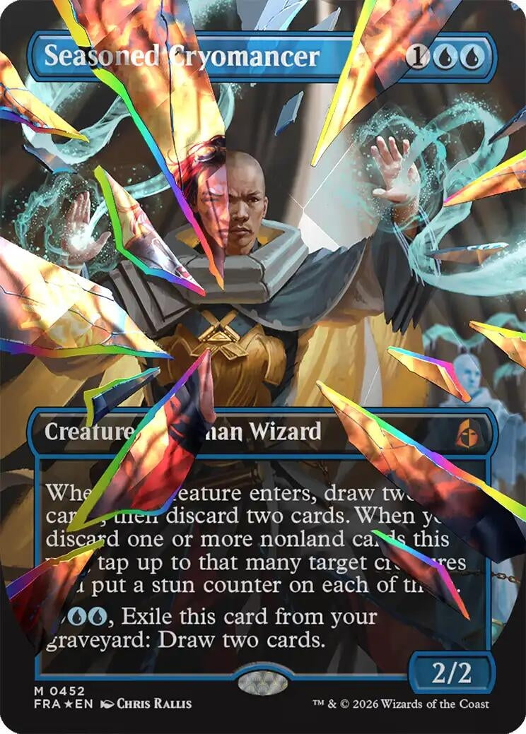 Image for Seasoned Cryomancer (Borderless) (Facet Foil) (0452) (452) (Reality Fracture) (FRA) - Magic: The Gathering