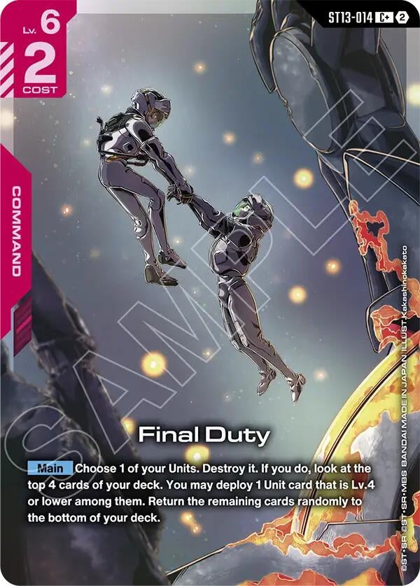 Image for Final Duty (C+) (ST13-014) (Starter Deck 13: Silent Barrage) (ST13) - Gundam Card Game