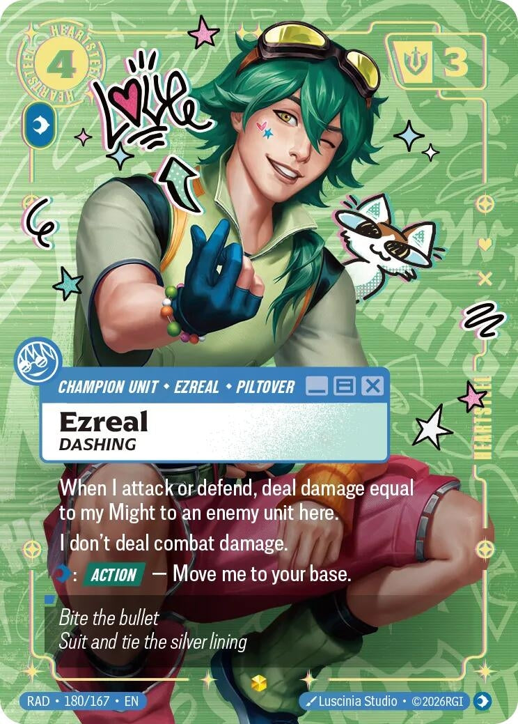 Image for Ezreal, Dashing (Overnumbered) (180/167) (Radiance) (RAD) - Riftbound: League of Legends Trading Card Game