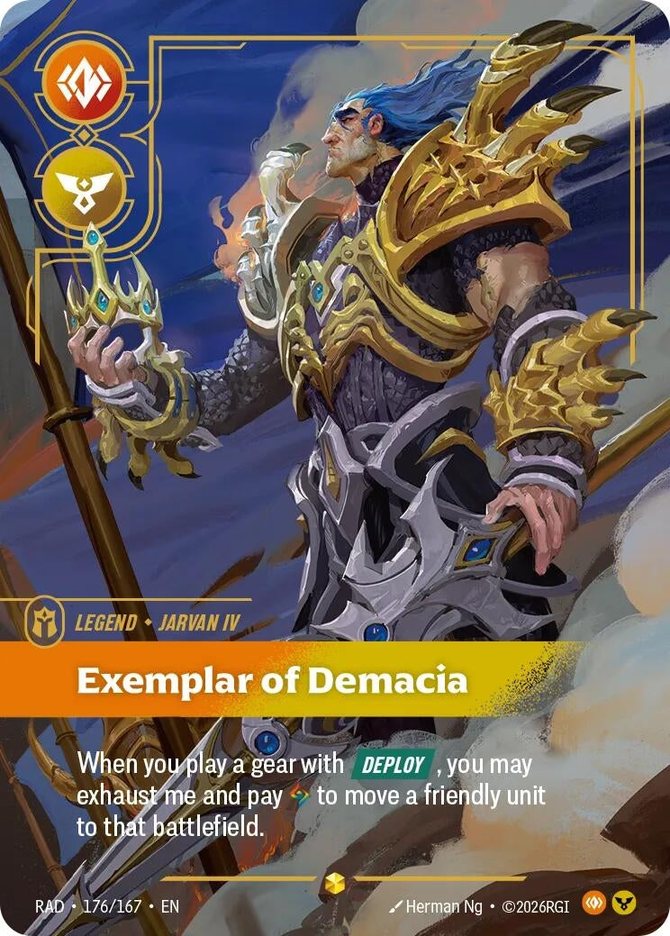 Image for Jarvan IV, Exemplar of Demacia (Overnumbered) (176/167) (Radiance) (RAD) - Riftbound: League of Legends Trading Card Game