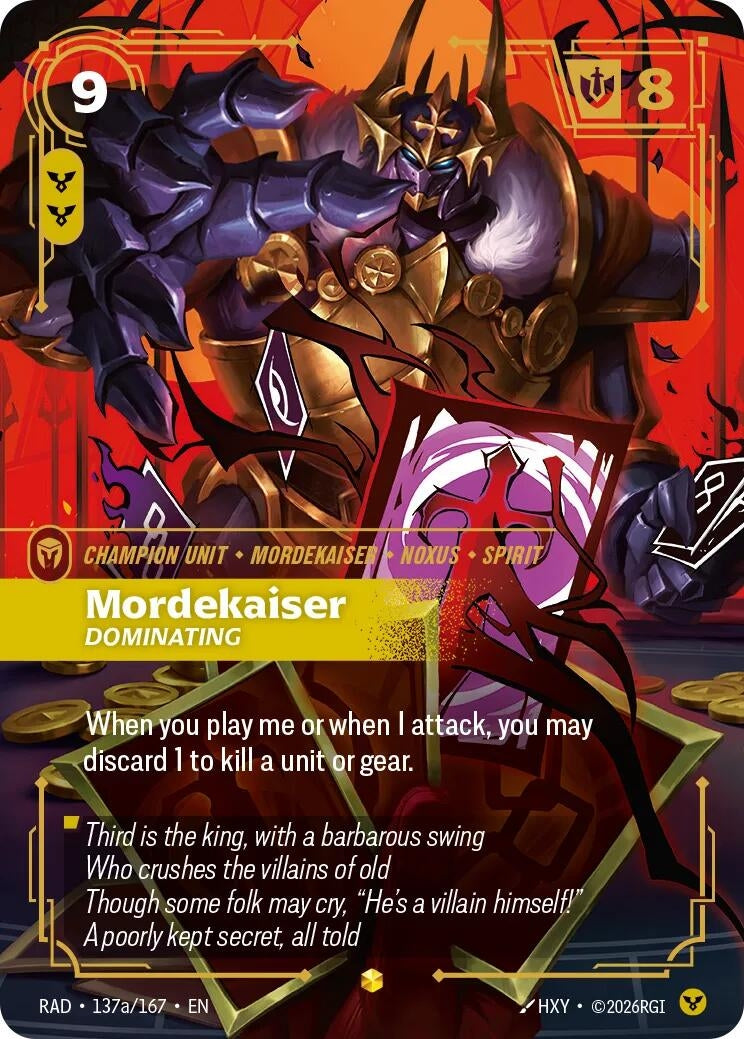 Image for Mordekaiser, Dominating (Alternate Art) (137a/167) (Radiance) (RAD) - Riftbound: League of Legends Trading Card Game