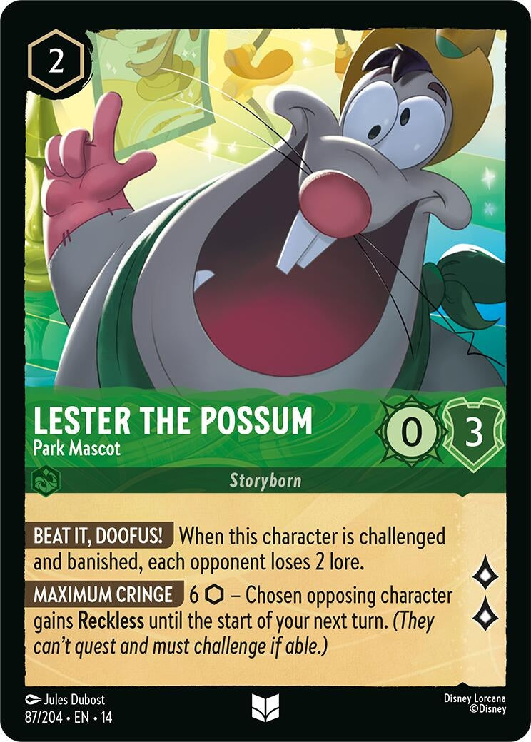 Image for Lester the Possum - Park Mascot (87/204) (Hyperia City) (14) - Disney Lorcana