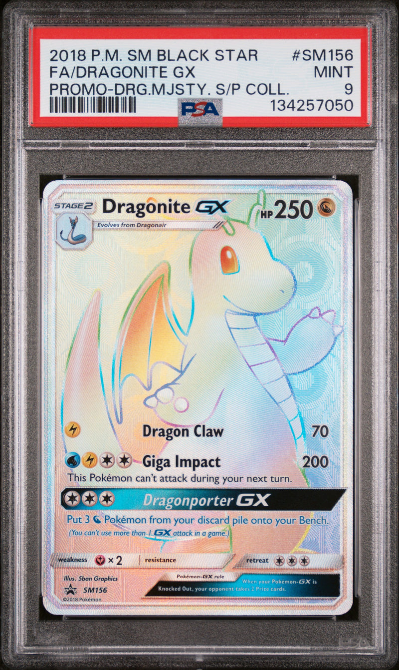 PSA 9 - FA/DRAGONITE GX PROMO-DRG.MJSTY. S/P COLL. 2018 POKEMON SM BLACK STAR PROMO