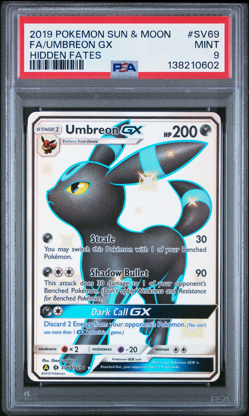 PSA 9 - FA/UMBREON GX HIDDEN FATES 2019 POKEMON SUN & MOON HIDDEN FATES