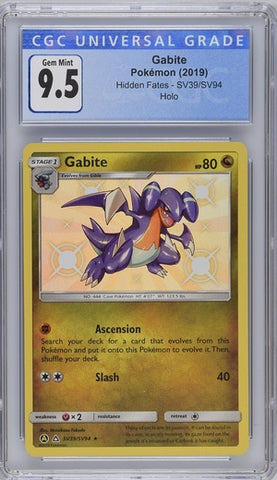 *** CGC GEM MINT 9.5***2019 Hidden Fates Gabite Shiny Rare