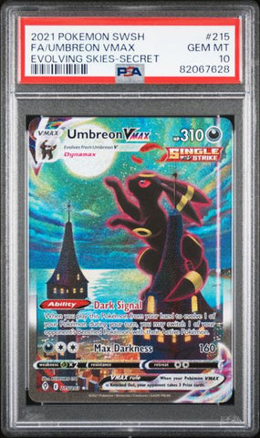 PSA 10 - FA/UMBREON VMAX EVOLVING SKIES-SECRET 2021 POKEMON SWORD & SHIELD EVOLVING SKIES
