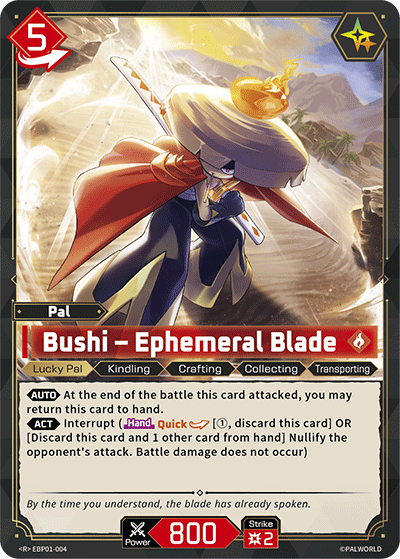 Image for Bushi – Ephemeral Blade (EBP01-004) (Booster Pack "Dawn of Palpagos") (EBP01) - Palworld Official Card Game