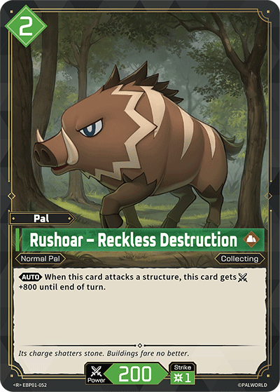 Image for Rushoar – Reckless Destruction (EBP01-052) (Booster Pack "Dawn of Palpagos") (EBP01) - Palworld Official Card Game