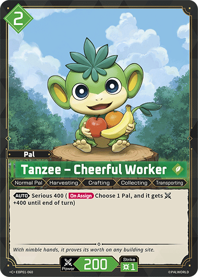 Image for Tanzee – Cheerful Worker (EBP01-060) (Booster Pack "Dawn of Palpagos") (EBP01) - Palworld Official Card Game