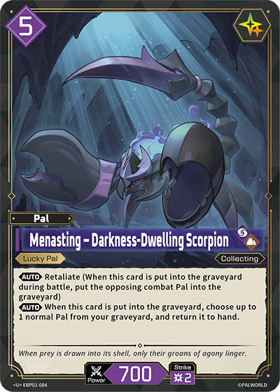 Image for Menasting – Darkness-Dwelling Scorpion (EBP01-084) (Booster Pack "Dawn of Palpagos") (EBP01) - Palworld Official Card Game