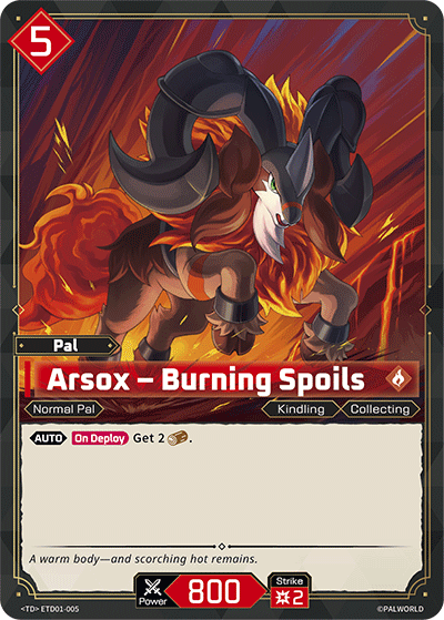 Image for Arsox – Burning Spoils (ETD01-005) (Trial Deck "Dawn of Palpagos Red・Blue") (ETD01) - Palworld Official Card Game