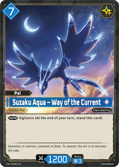 Image for Suzaku Aqua – Way of the Current (ETD01-017) (Trial Deck "Dawn of Palpagos Red・Blue") (ETD01) - Palworld Official Card Game