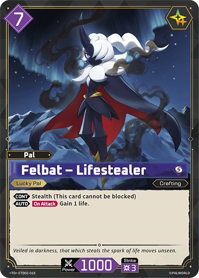 Image for Felbat – Lifestealer (ETD02-018) (Trial Deck "Dawn of Palpagos Green・Purple") (ETD02) - Palworld Official Card Game