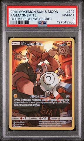 PSA 8 - FA/MAGNEMITE COSMIC ECLIPSE-SECRET 2019 POKEMON SUN & MOON COSMIC ECLIPSE