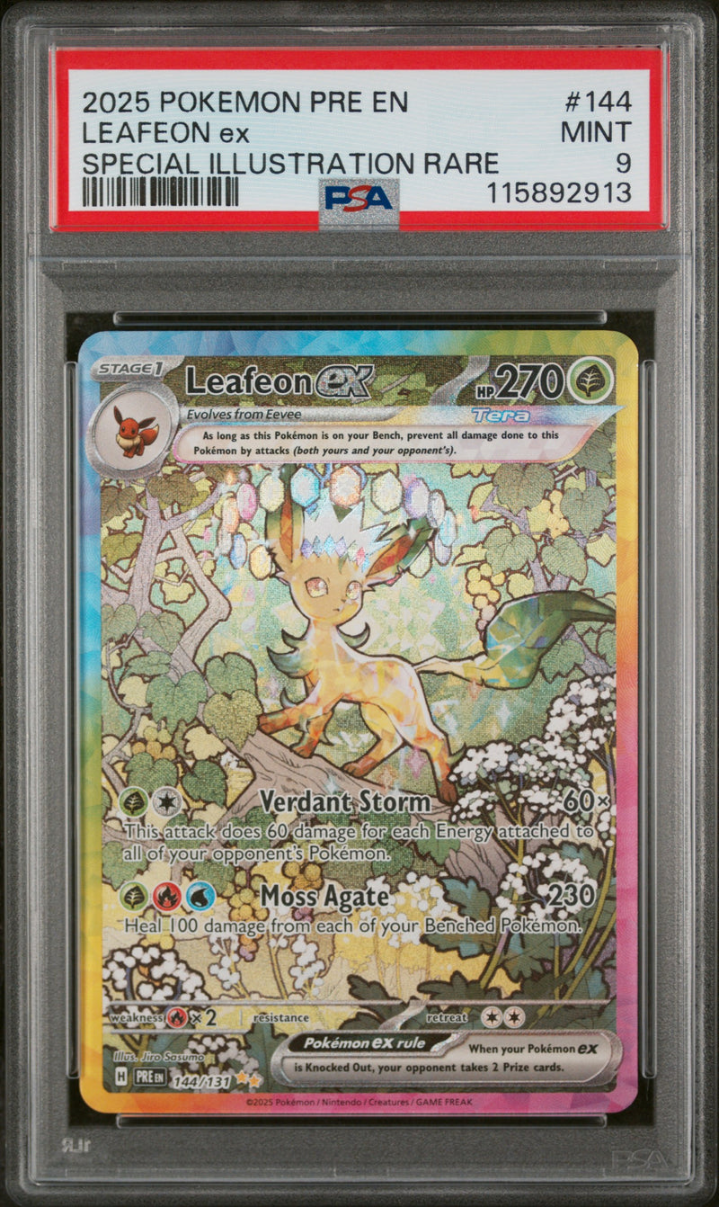 PSA 9 - LEAFEON ex SPECIAL ILLUSTRATION RARE 2025 POKEMON PRE EN-PRISMATIC EVOLUTIONS