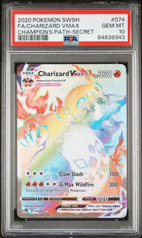 ***GEM MT 10***2020 POKEMON SWORD & SHIELD CHAMPION'S PATH FA/CHARIZARD VMAX