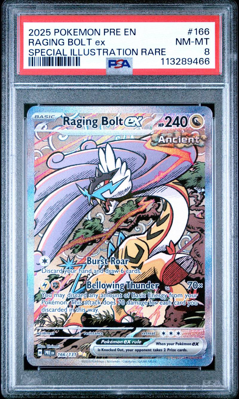 PSA 8 - RAGING BOLT ex SPECIAL ILLUSTRATION RARE 2025 POKEMON PRE EN-PRISMATIC EVOLUTIONS