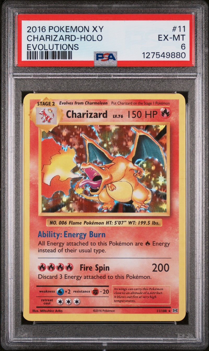 PSA 6 - CHARIZARD-HOLO EVOLUTIONS 2016 POKEMON XY EVOLUTIONS